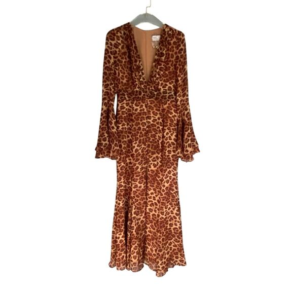 NWOT Runaway the Label leopard print sari maxi dress size medium - Picture 2 of 11